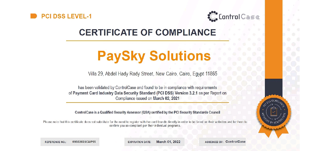 PaySky has obtained new PCI DSS - Level 1 certification